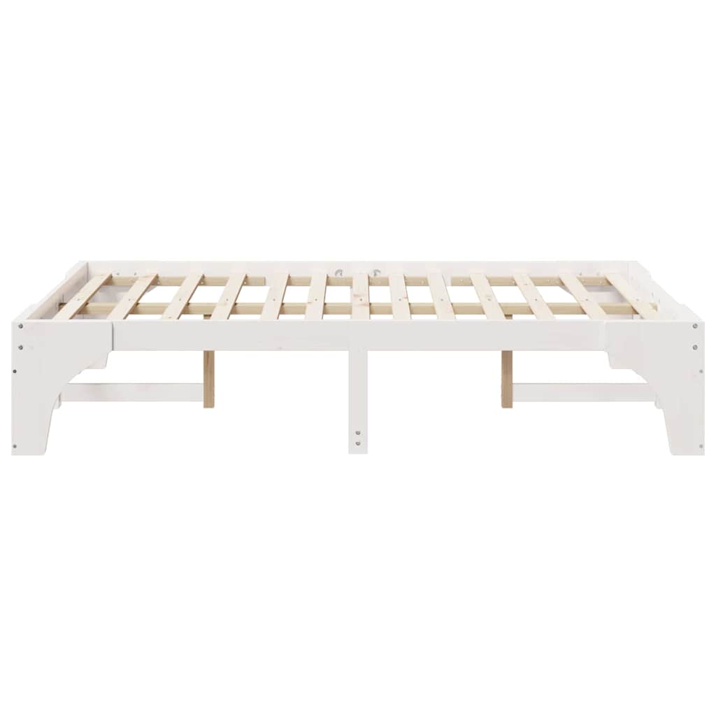 Bodenbettgestell Weiß 135 x 190 cm Massivholz Kiefer